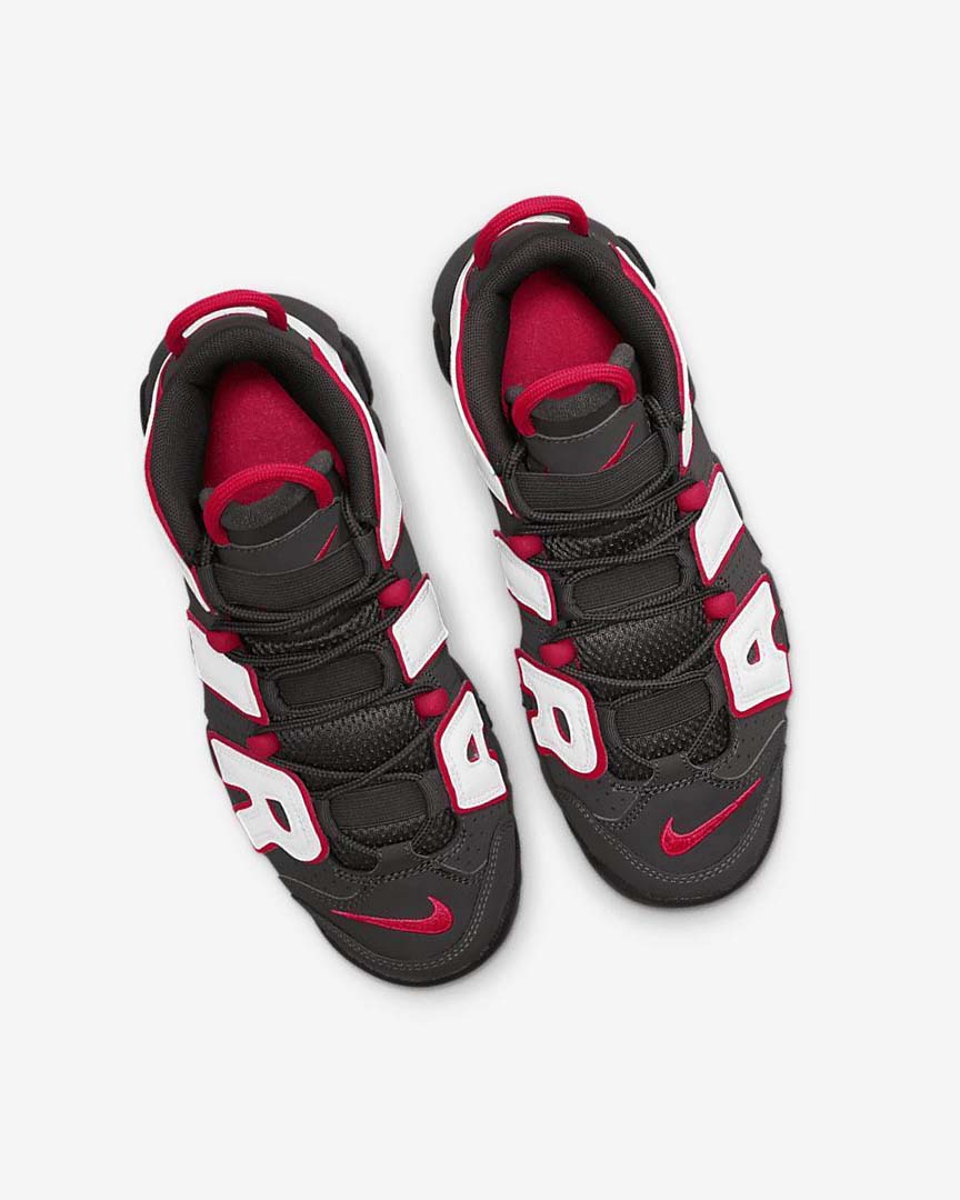 Grey / Black / Red / White Boys' Nike Air More Uptempo Basketball Shoes | UK4626