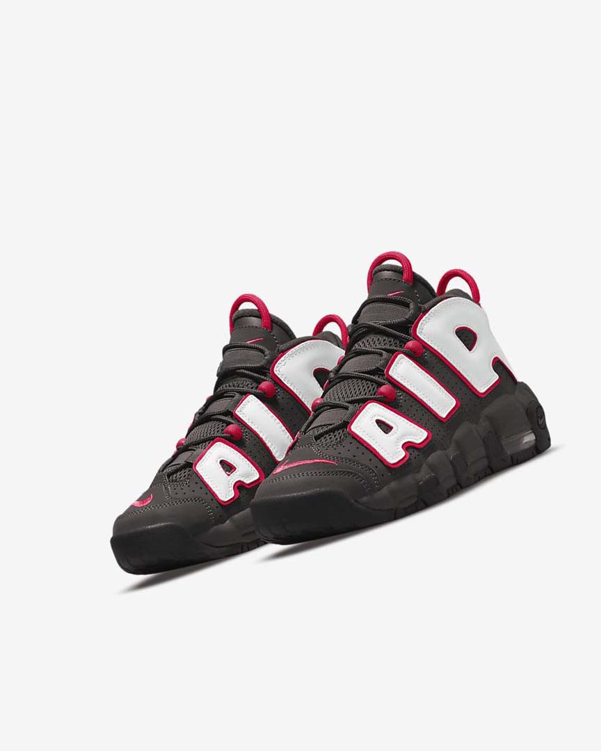 Grey / Black / Red / White Boys' Nike Air More Uptempo Basketball Shoes | UK4626