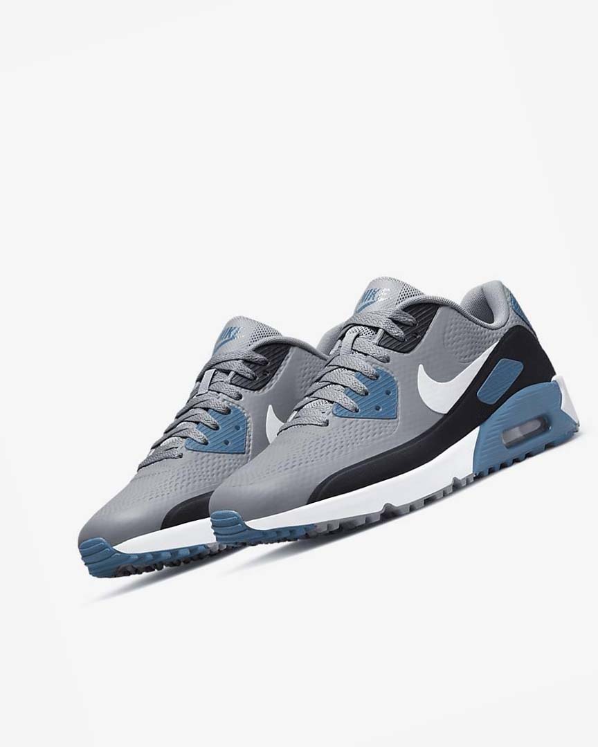 Grey / Black / White Men's Nike Air Max 90 G Golf Shoes | UK3186