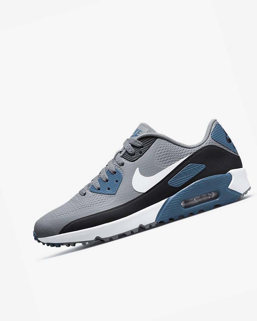 Grey / Black / White Men\'s Nike Air Max 90 G Golf Shoes | UK3186