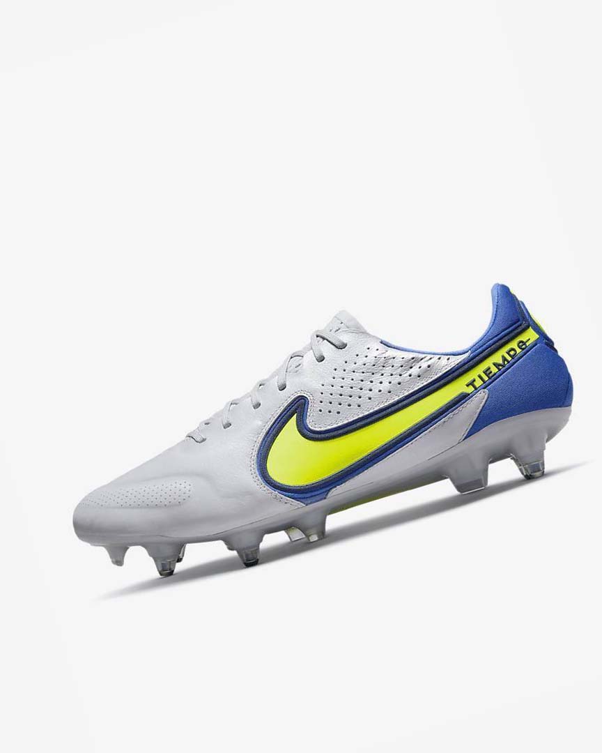 Grey / Blue Men\'s Nike Tiempo Legend 9 Elite SG-Pro AC Football Boots | UK2895