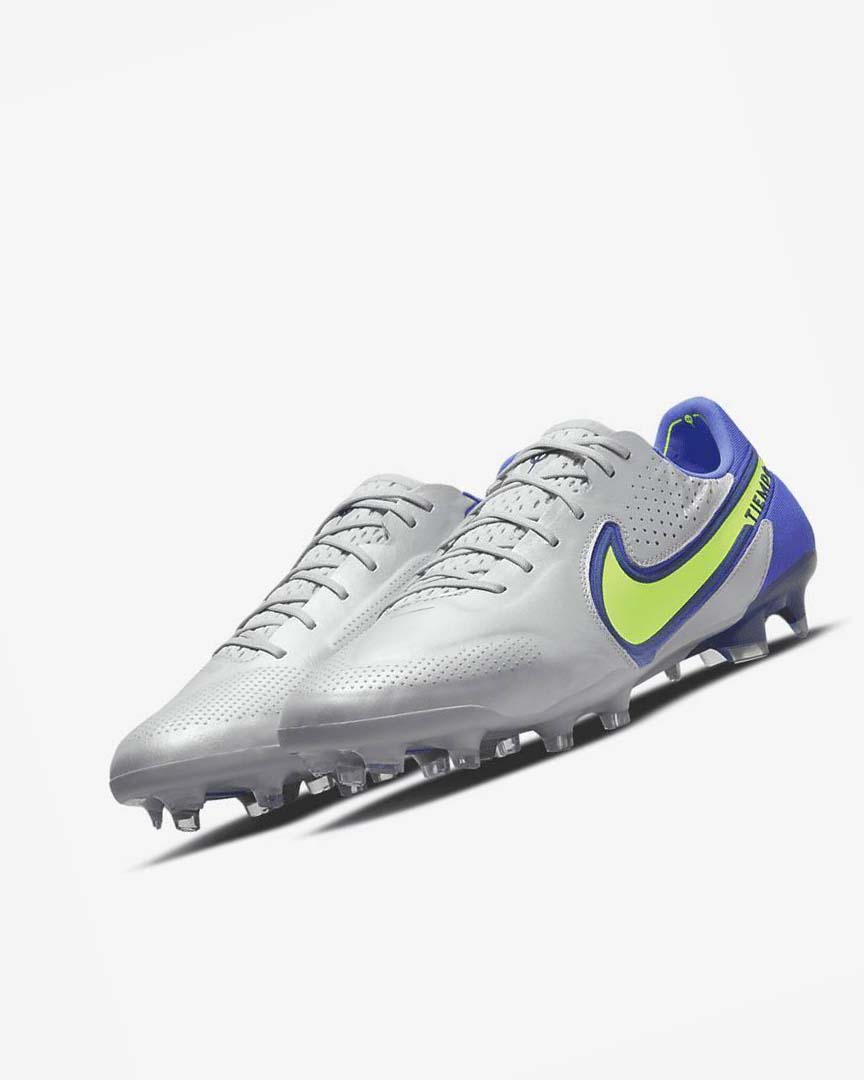 Grey / Blue Men's Nike Tiempo Legend 9 Elite FG Football Boots | UK4667