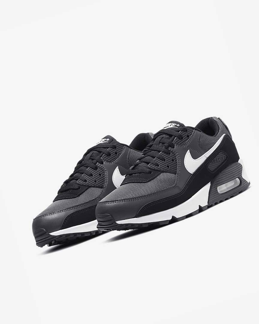 Grey / Dark Grey / Black / White Men's Nike Air Max 90 Casual Shoes | UK5516