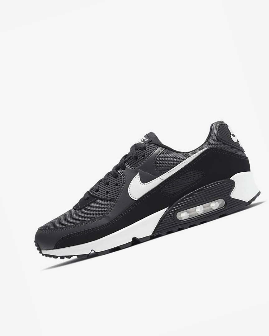 Grey / Dark Grey / Black / White Men\'s Nike Air Max 90 Casual Shoes | UK5516