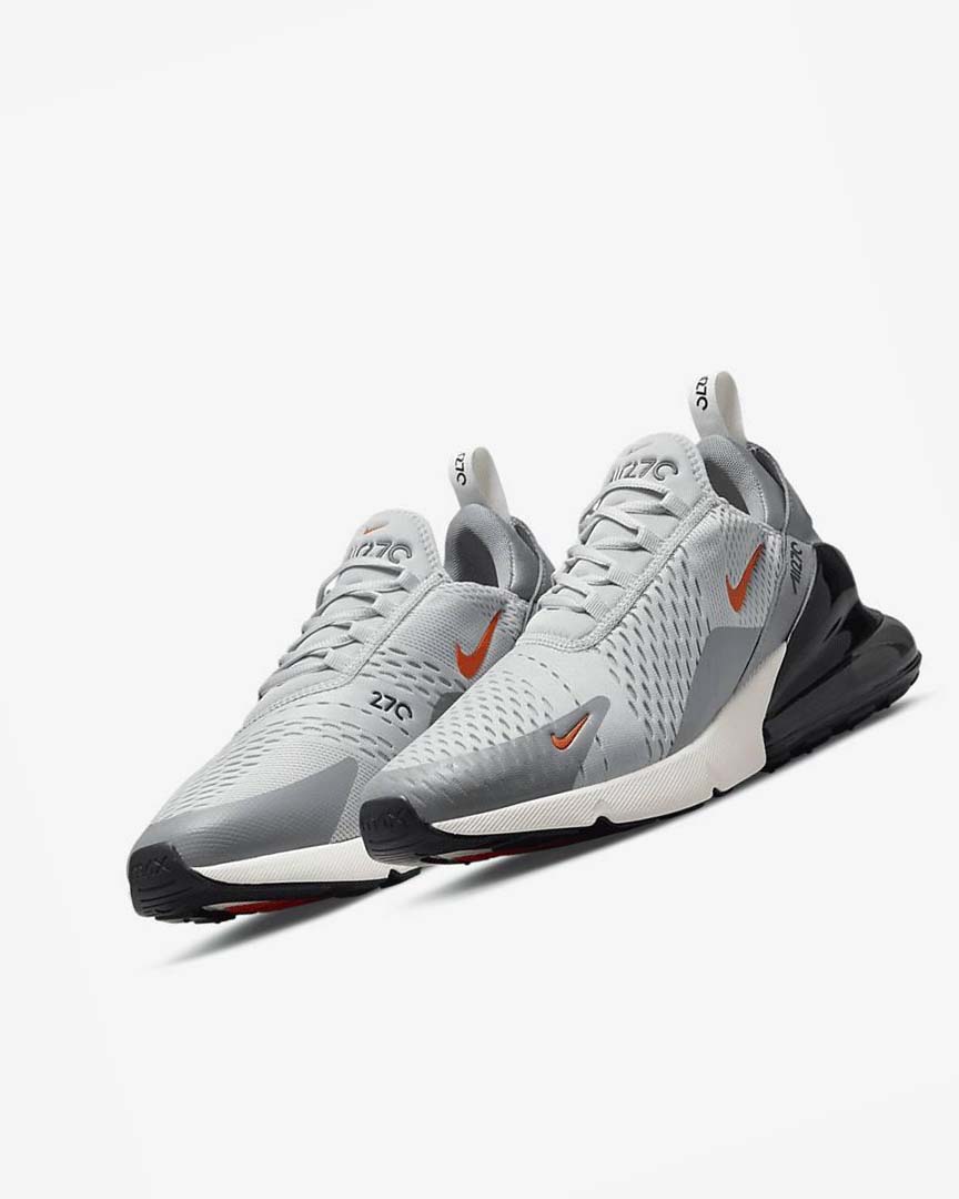 Grey / Grey / Orange Men's Nike Air Max 270 Casual Shoes | UK5087