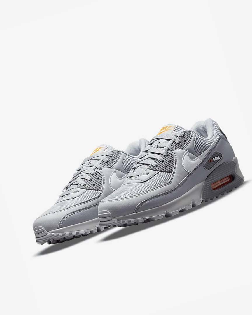 Grey / Grey / White Men's Nike Air Max 90 Casual Shoes | UK2562