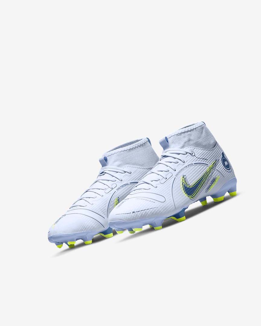 Grey / Light Blue / Blue / Blue Boys' Nike Jr. Mercurial Superfly 8 Academy MG Football Boots | UK2341