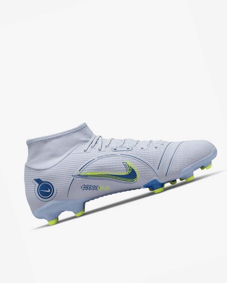 Grey / Light Blue / Dark Blue Men's Nike Mercurial Superfly 8 Academy MG Football Boots | UK1139