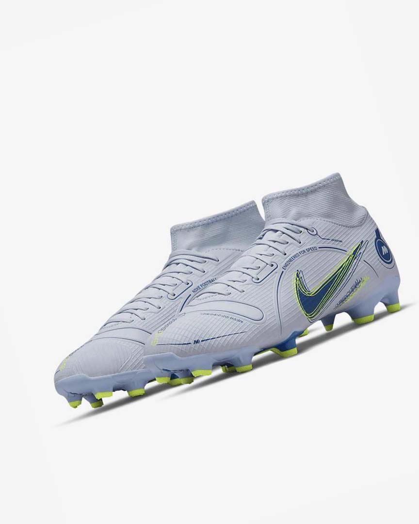 Grey / Light Blue / Dark Blue Men's Nike Mercurial Superfly 8 Academy MG Football Boots | UK1139