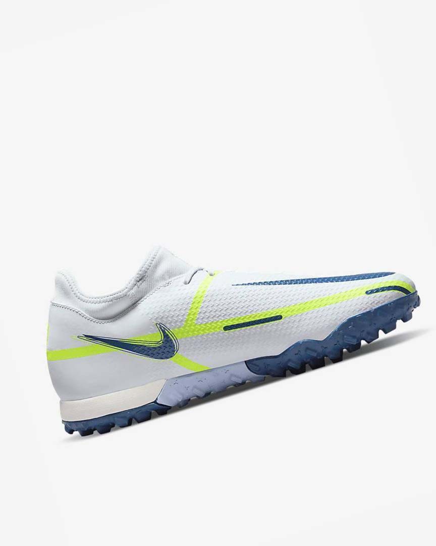 Grey / Light Blue / Dark Blue Men's Nike Phantom GT2 Academy Dynamic Fit TF Football Shoes | UK5143