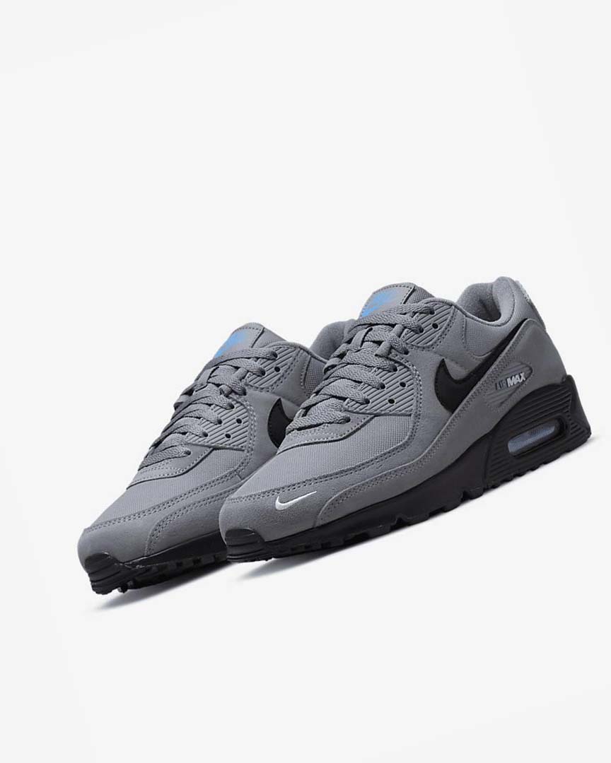 Grey / Light Blue / Metal Silver / Black Men's Nike Air Max 90 Casual Shoes | UK5382