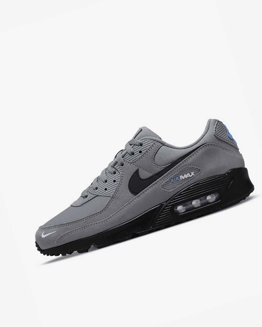 Grey / Light Blue / Metal Silver / Black Men\'s Nike Air Max 90 Casual Shoes | UK5382