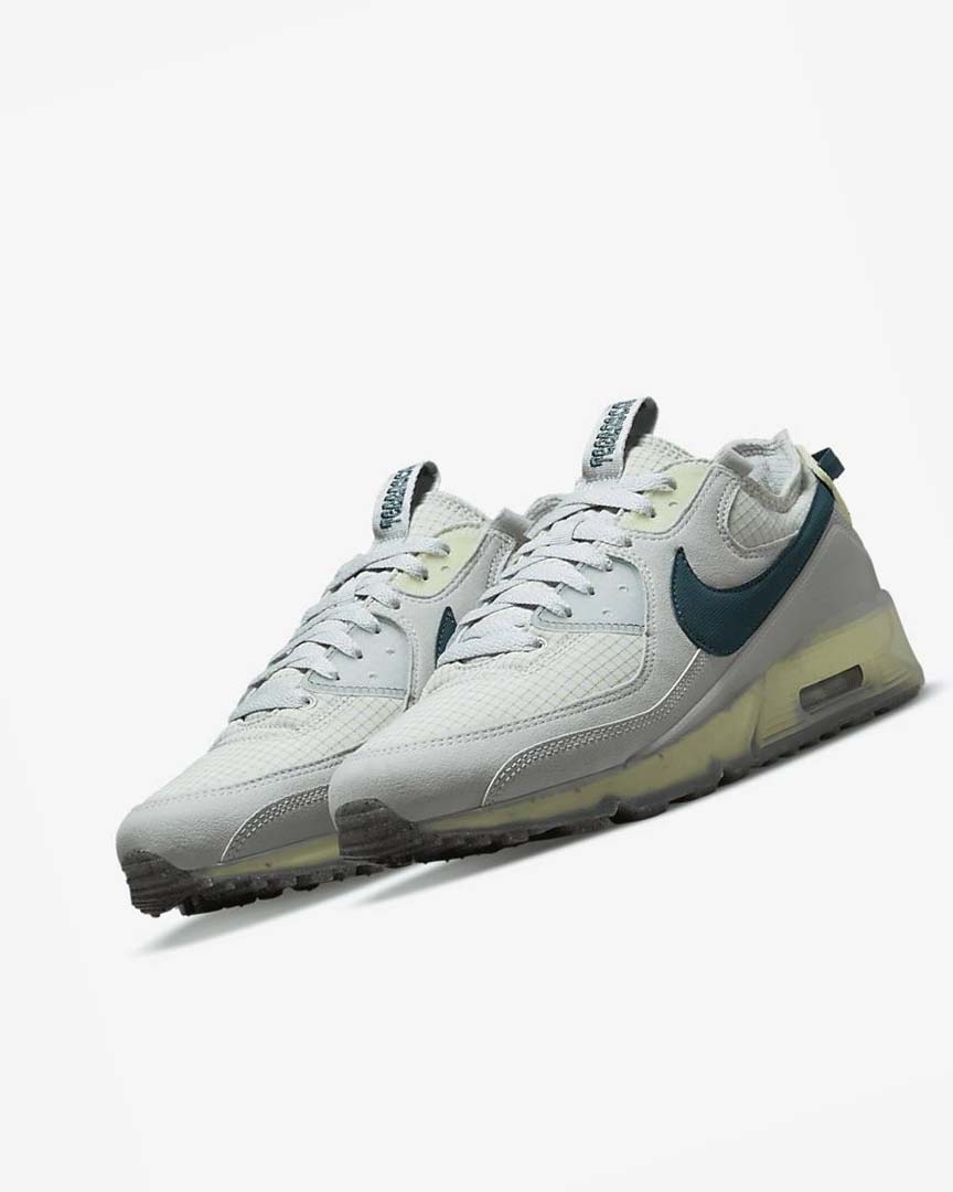 Grey / Light Green / Dark Turquoise Green Men's Nike Air Max Terrascape 90 Sneakers | UK5335