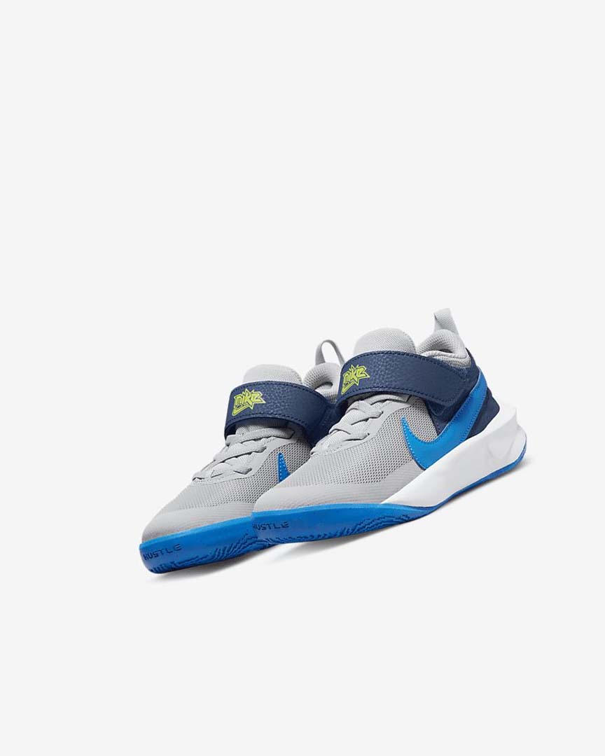 Grey / Navy / Green / Blue Boys' Nike Team Hustle D 10 Basketball Shoes | UK2729