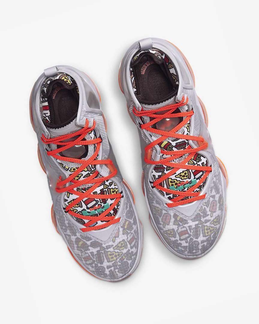 Grey / Orange / Light Red / Green Men's Nike LeBron 19 Basketball Shoes | UK4498