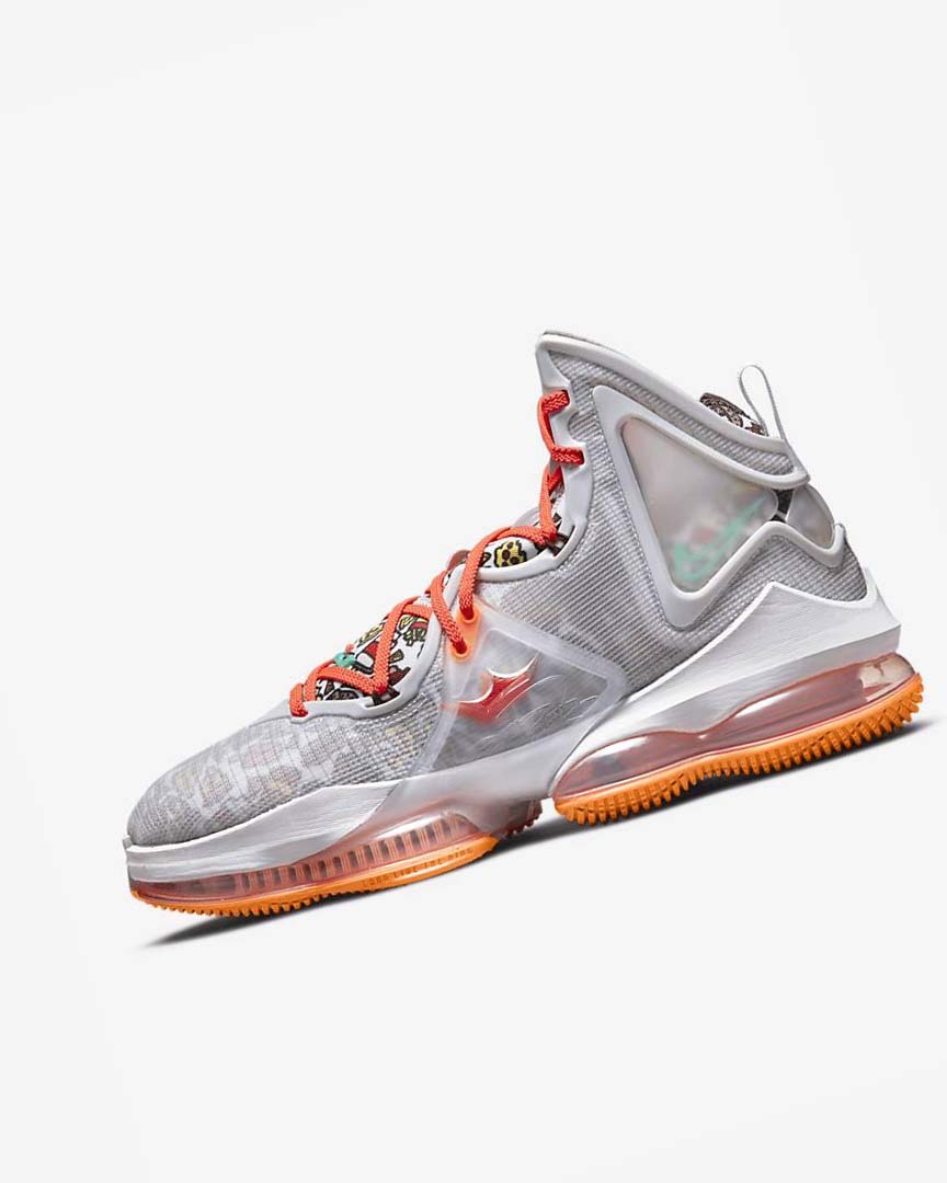 Grey / Orange / Light Red / Green Men\'s Nike LeBron 19 Basketball Shoes | UK4498