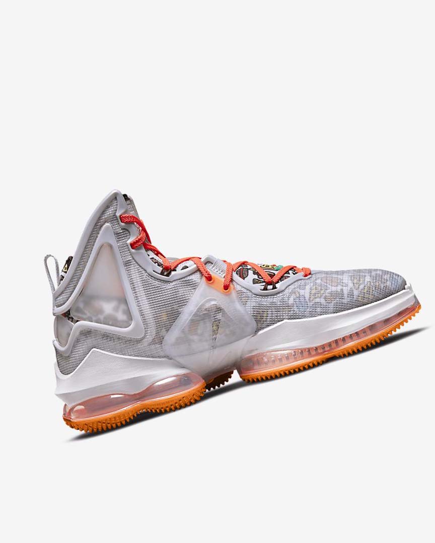 Grey / Orange / Light Red / Green Women's Nike LeBron 19 Basketball Shoes | UK5197