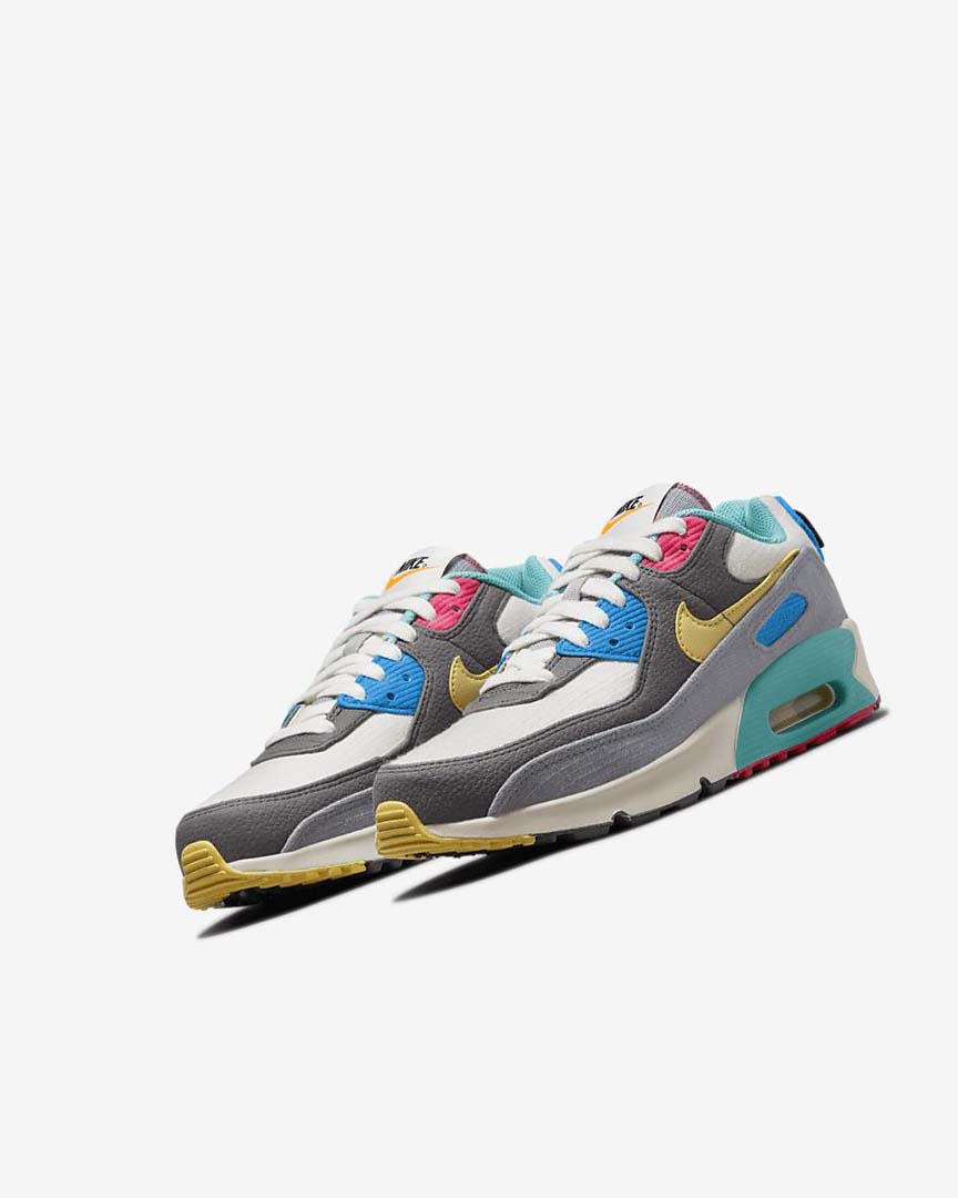 Grey / Pink Girls' Nike Air Max 90 Casual Shoes | UK3056