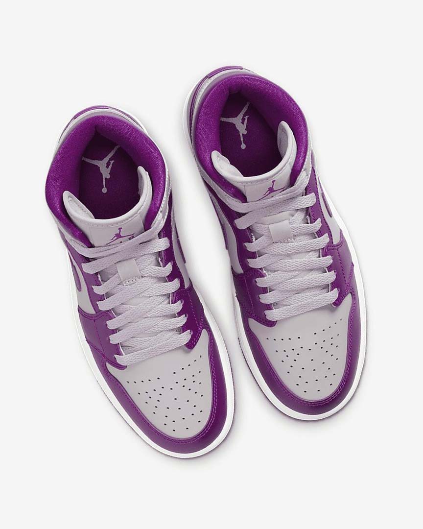 Grey / Red Purple Women's Nike Air Jordan 1 Mid Sneakers | UK2377