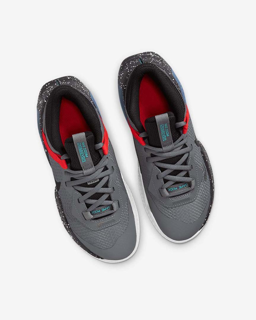 Grey / Red / Turquoise / Black Boys' Nike Air Zoom Crossover Basketball Shoes | UK4722