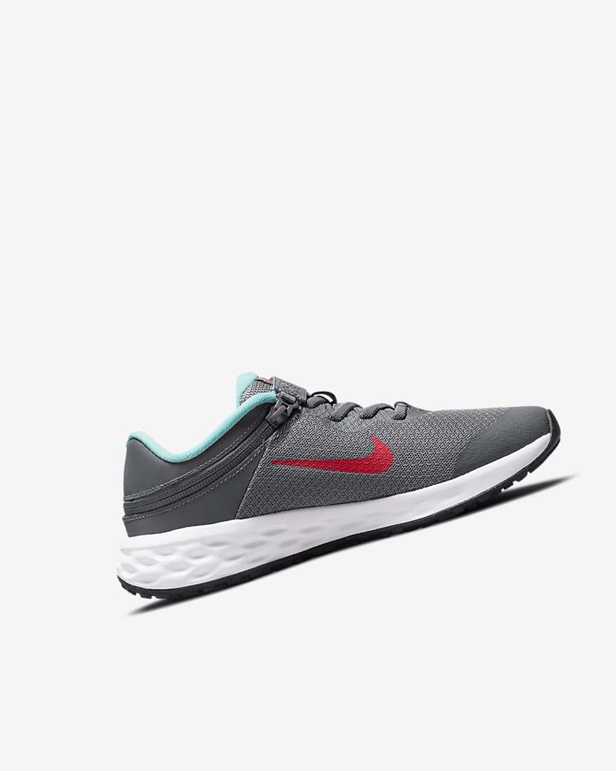 Grey / Turquoise / Red Boys' Nike Revolution 6 FlyEase Running Shoes | UK2949