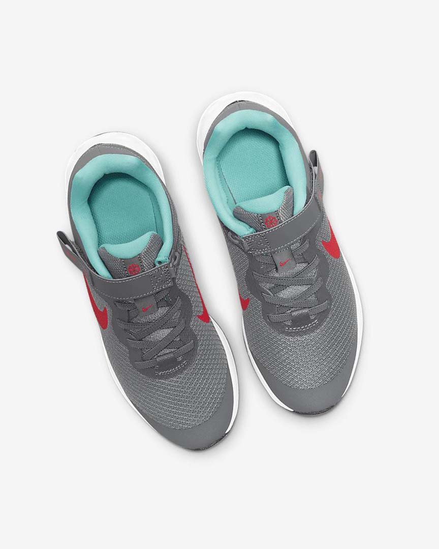 Grey / Turquoise / Red Boys' Nike Revolution 6 FlyEase Running Shoes | UK2949