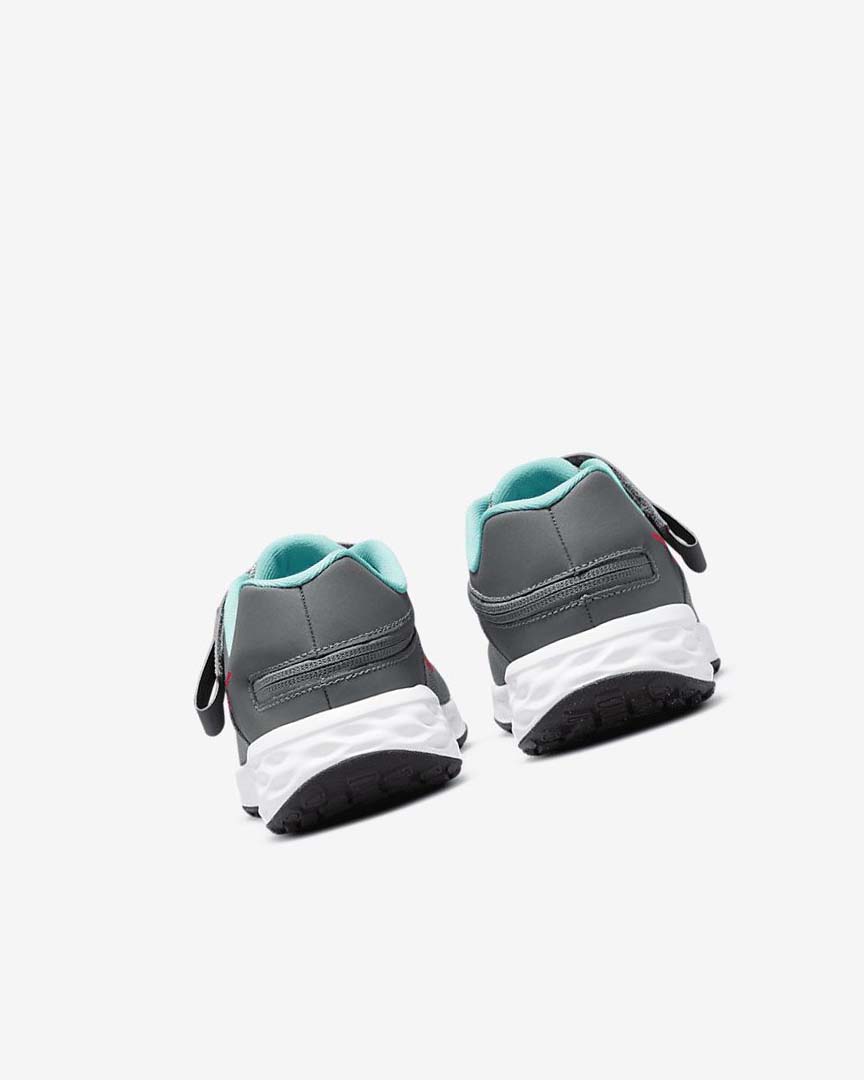 Grey / Turquoise / Red Boys' Nike Revolution 6 FlyEase Running Shoes | UK2949