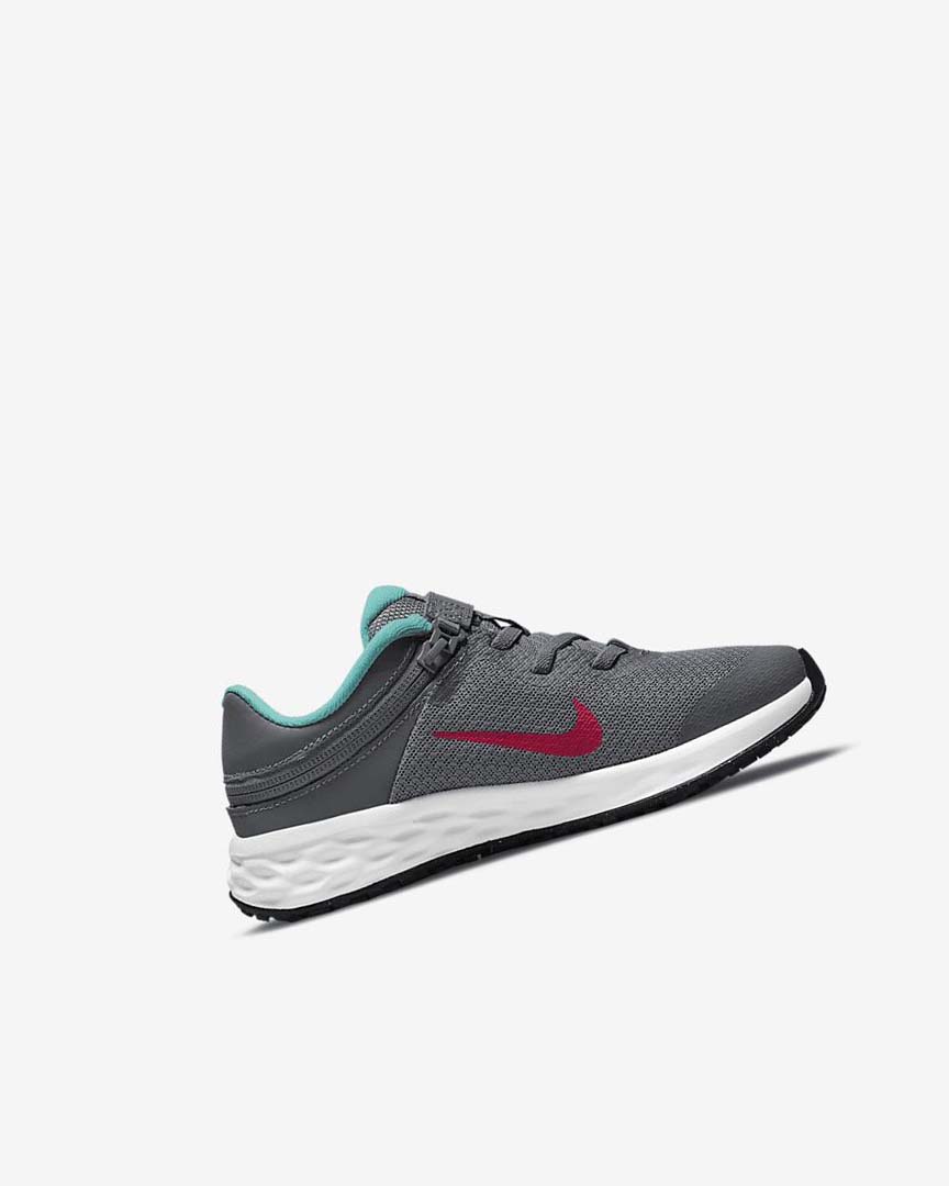 Grey / Turquoise / Red Boys' Nike Revolution 6 FlyEase Shoes | UK3158