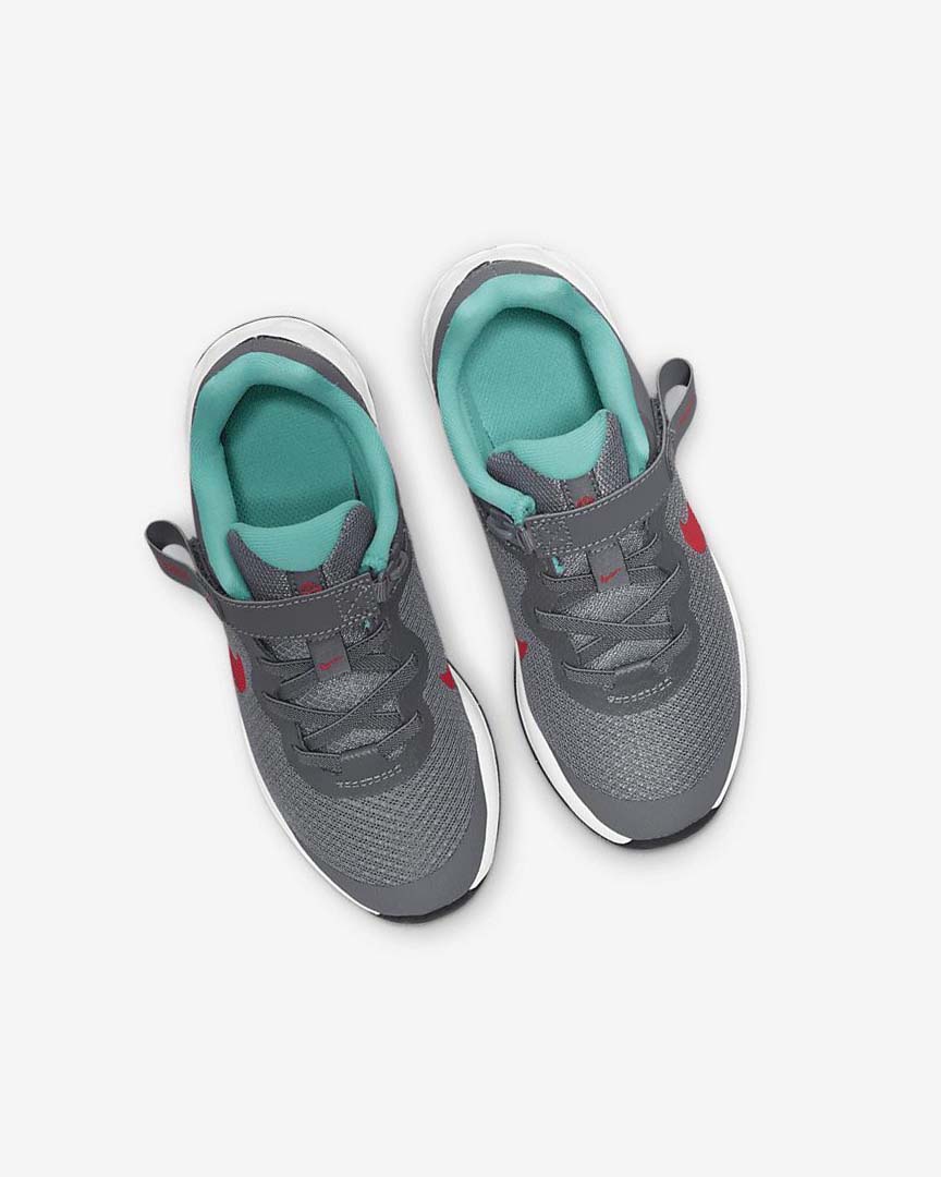 Grey / Turquoise / Red Boys' Nike Revolution 6 FlyEase Shoes | UK3158