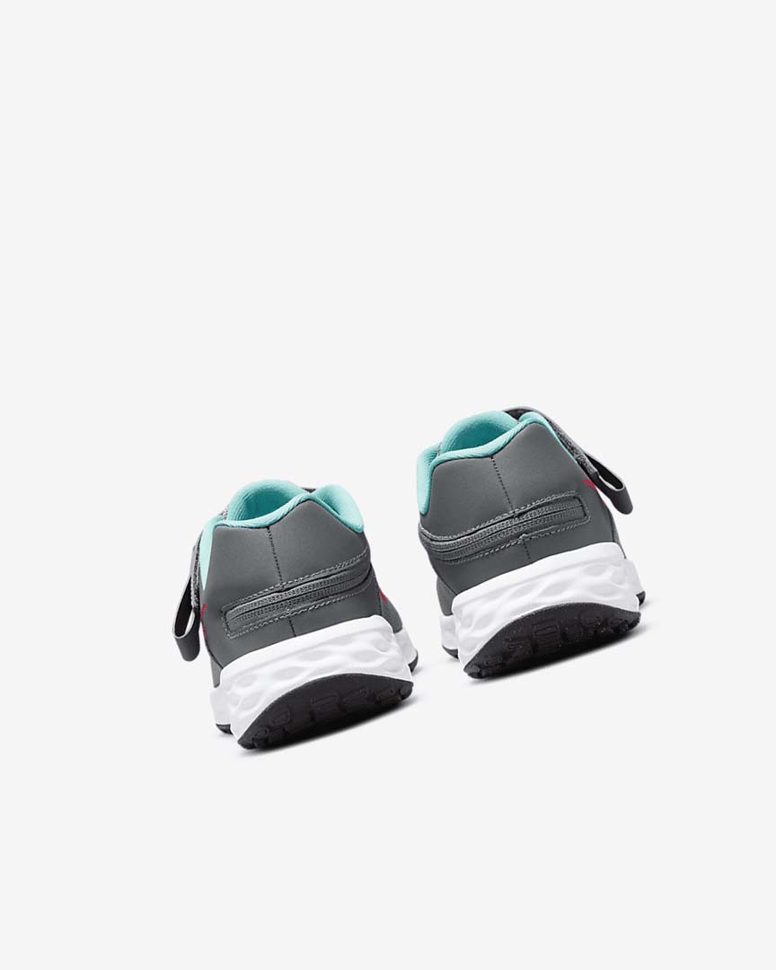 Grey / Turquoise / Red Girls' Nike Revolution 6 FlyEase Running Shoes | UK3074