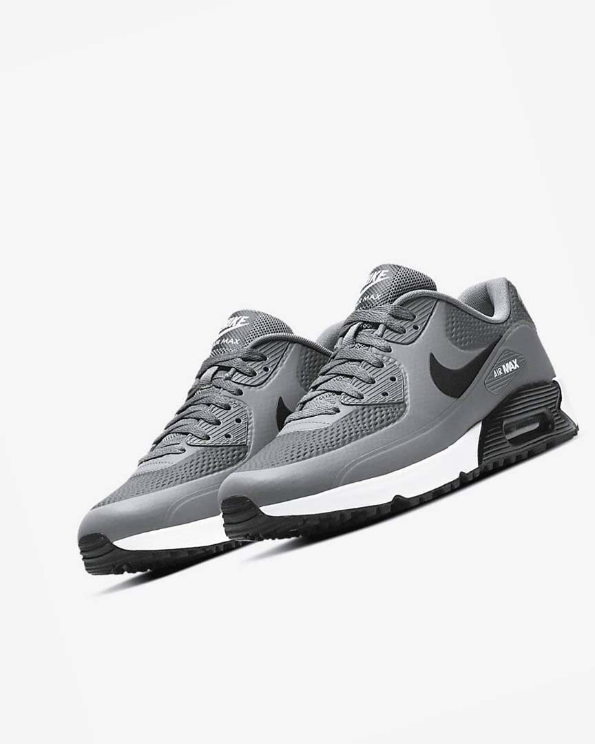 Grey / White / Black Men's Nike Air Max 90 G Golf Shoes | UK2296