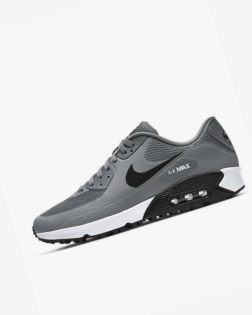 Grey / White / Black Men\'s Nike Air Max 90 G Golf Shoes | UK2296