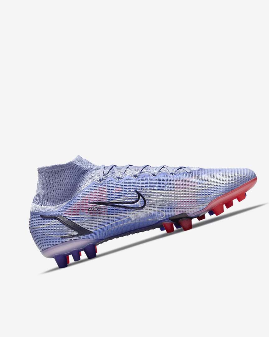 Indigo / Light Red / Metal Silver Women's Nike Mercurial Superfly 8 Elite KM AG Football Boots | UK2241