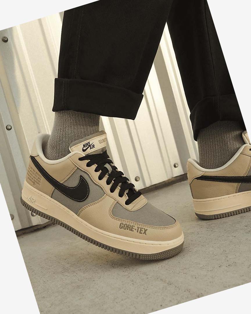 Khaki / White / Black Men's Nike Air Force 1 GTX Sneakers | UK5141