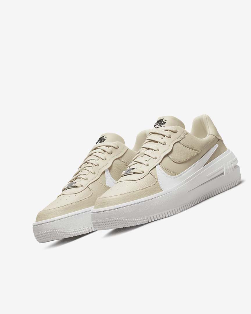 Khaki / White / Black Women's Nike Air Force 1 PLT.AF.ORM Sneakers | UK5150