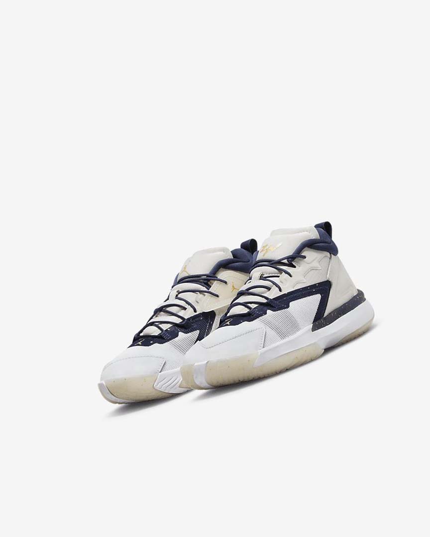 Khaki / White / Metal Gold / Navy Boys' Nike Zion 1 Basketball Shoes | UK3244