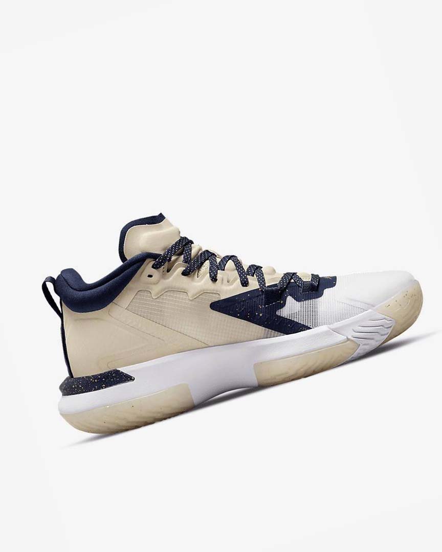 Khaki / White / Navy Men's Nike Zion 1 Basketball Shoes | UK4720