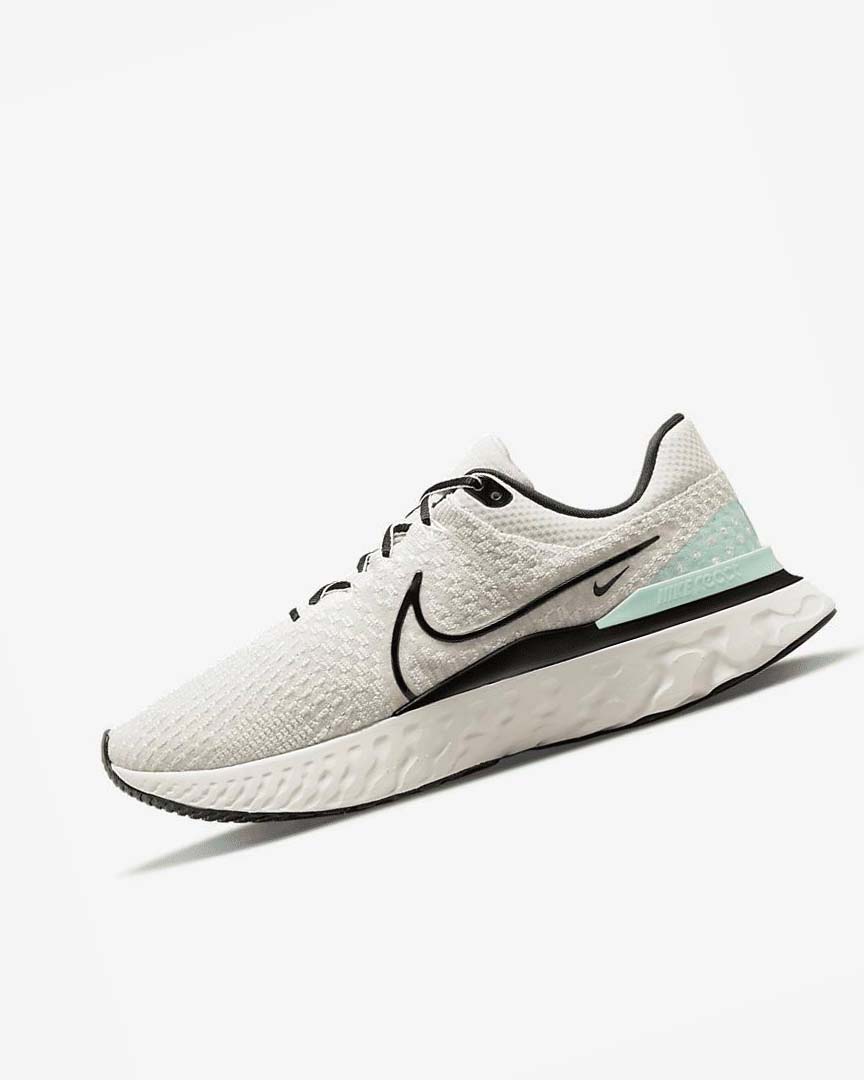 Light Beige / Black Men\'s Nike React Infinity Run Flyknit 3 Running Shoes | UK4710