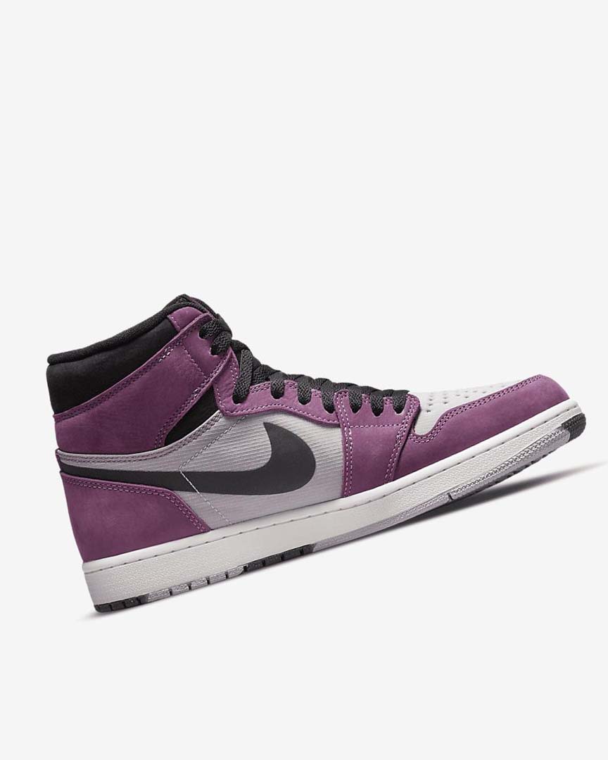 Light Burgundy / Grey / Black / Red Men's Nike Air Jordan 1 Sneakers | UK2983