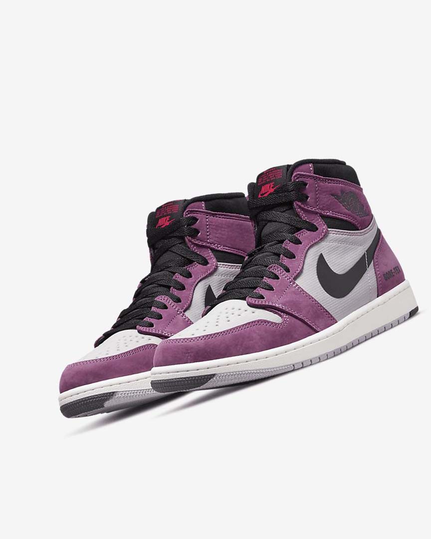 Light Burgundy / Grey / Black / Red Men's Nike Air Jordan 1 Sneakers | UK2983