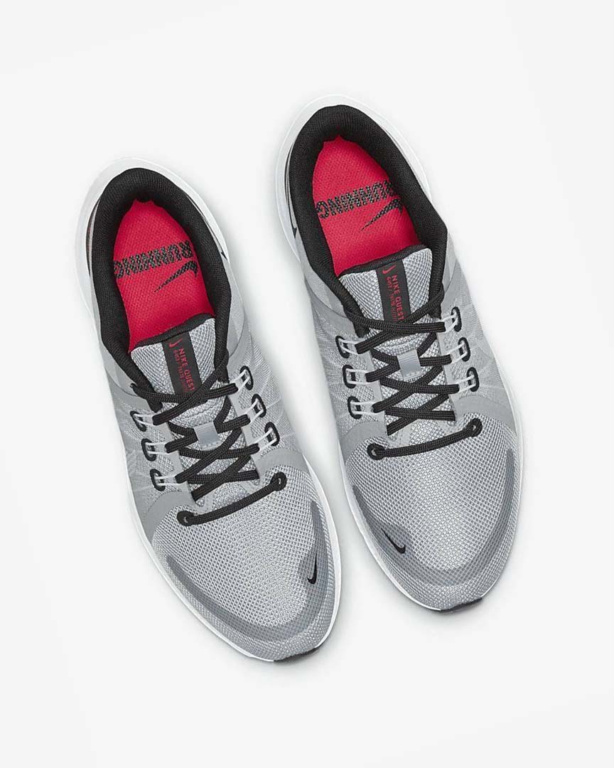 Light Grey / Black / Red / White Men's Nike Quest 4 Running Shoes | UK2492