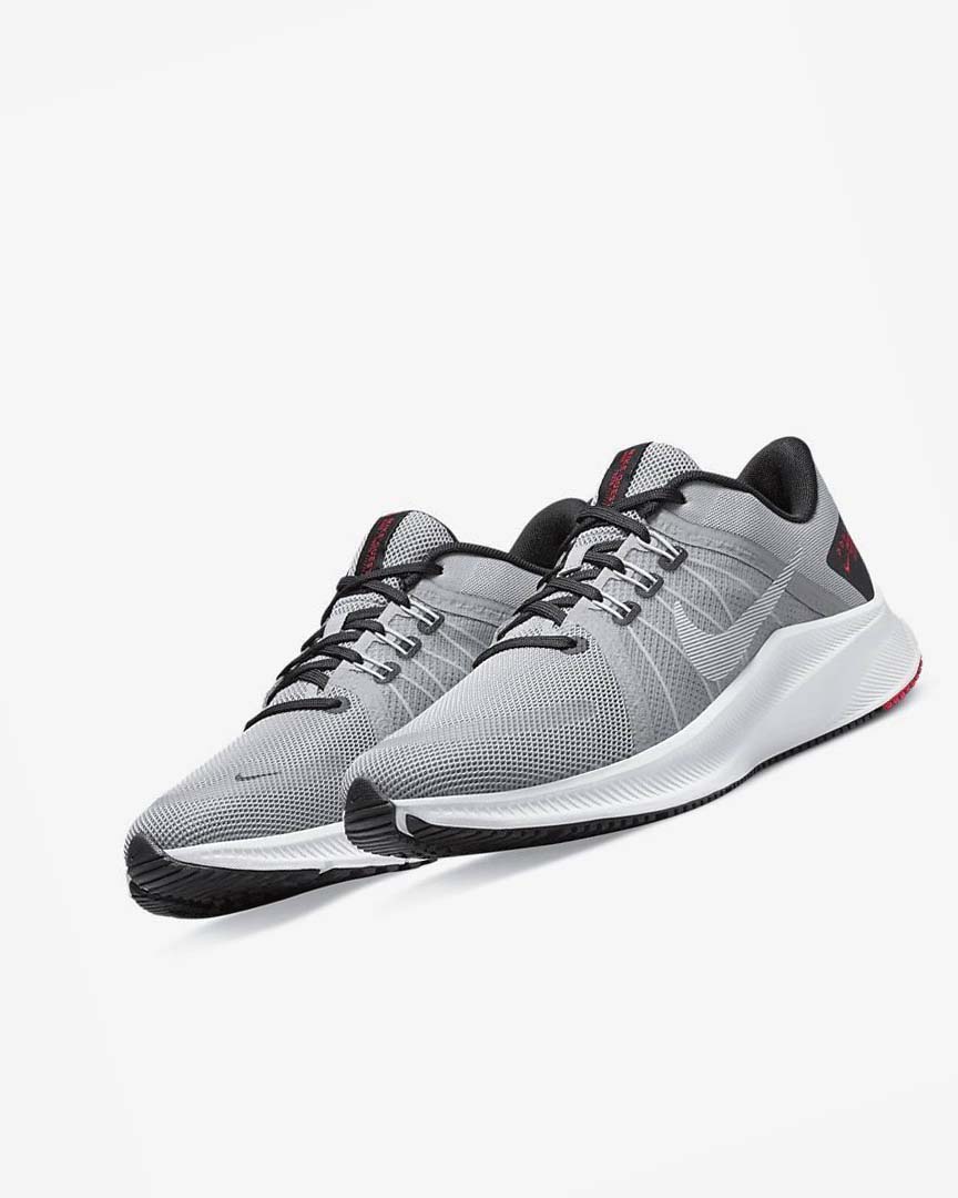 Light Grey / Black / Red / White Men's Nike Quest 4 Running Shoes | UK2492