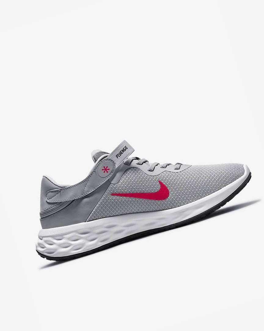 Light Grey / Grey / Dark Grey / Red Men's Nike Revolution 6 FlyEase Next Nature Running Shoes | UK2709