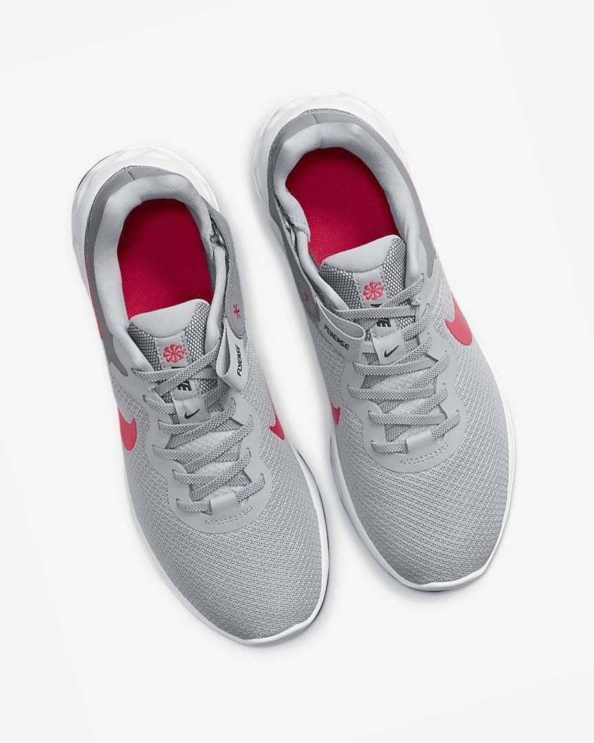 Light Grey / Grey / Dark Grey / Red Men's Nike Revolution 6 FlyEase Next Nature Running Shoes | UK2709