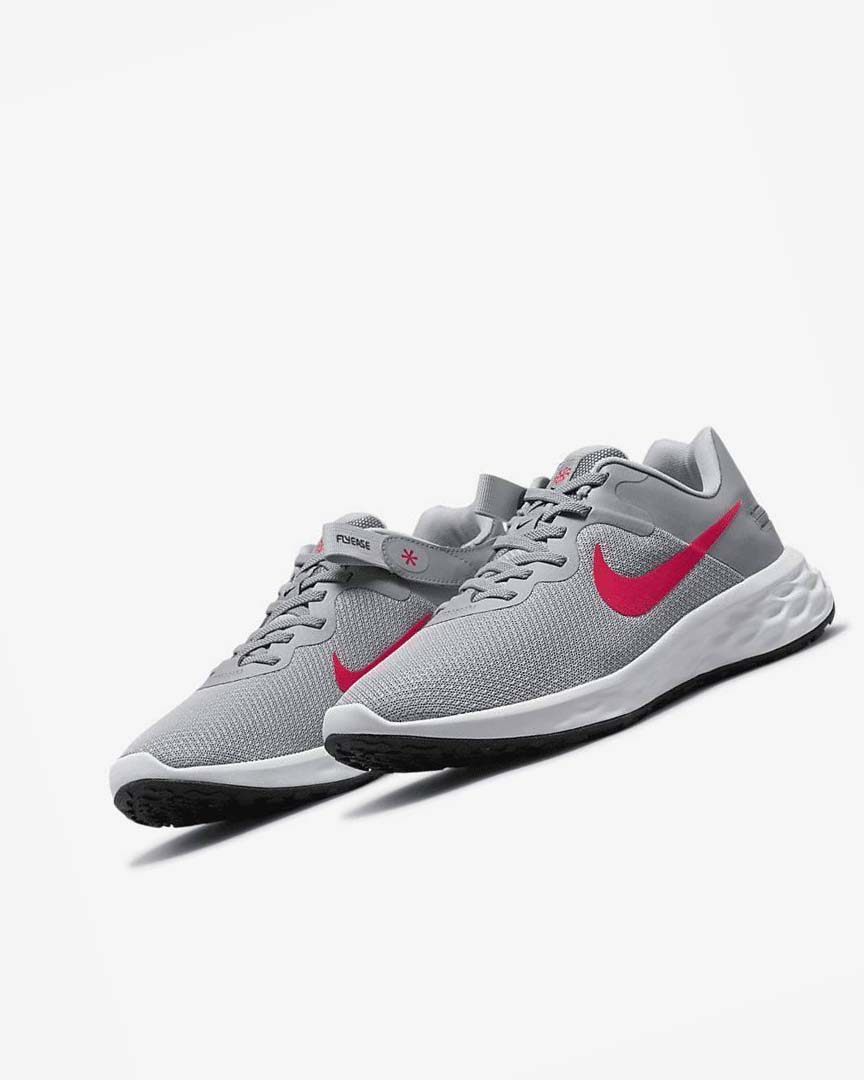 Light Grey / Grey / Dark Grey / Red Men's Nike Revolution 6 FlyEase Next Nature Running Shoes | UK2709