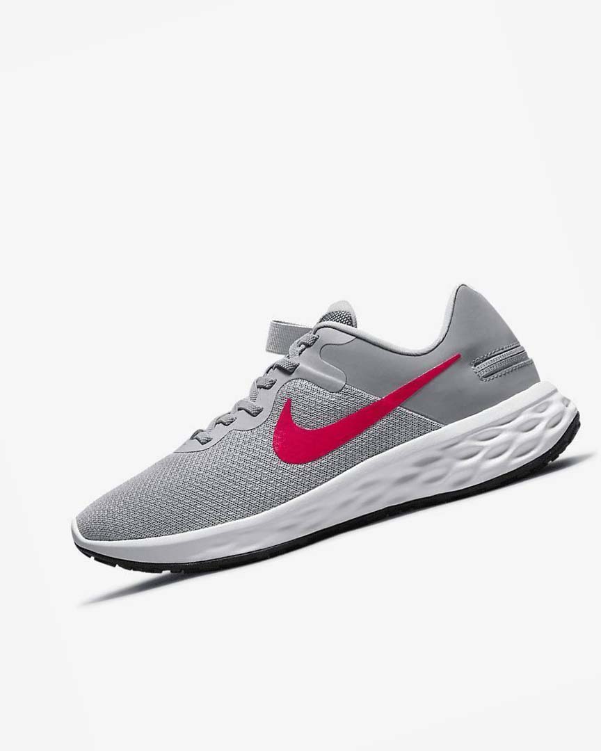 Light Grey / Grey / Dark Grey / Red Men\'s Nike Revolution 6 FlyEase Next Nature Running Shoes | UK2709