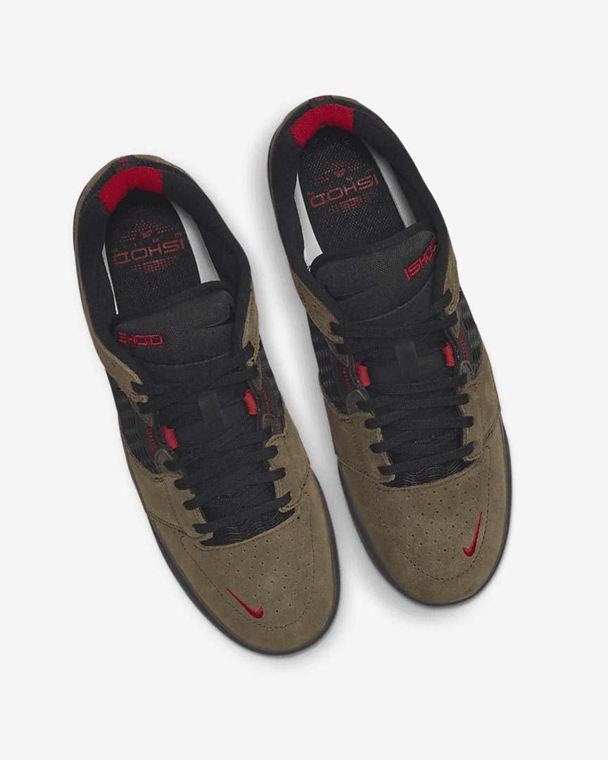 Light Olive / Light Olive / Red / Black Women's Nike SB Ishod Wair Skate Shoes | UK1124