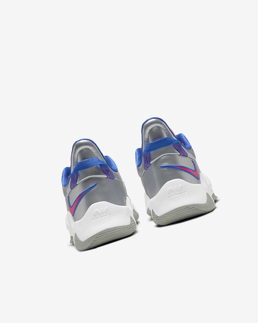 Metal Silver / Royal / Red Women's Nike PG 5 Basketball Shoes | UK5604