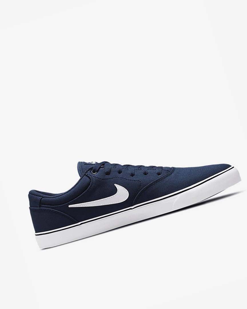 Navy / Navy / Black / White Men's Nike SB Chron 2 Canvas Skate Shoes | UK5064