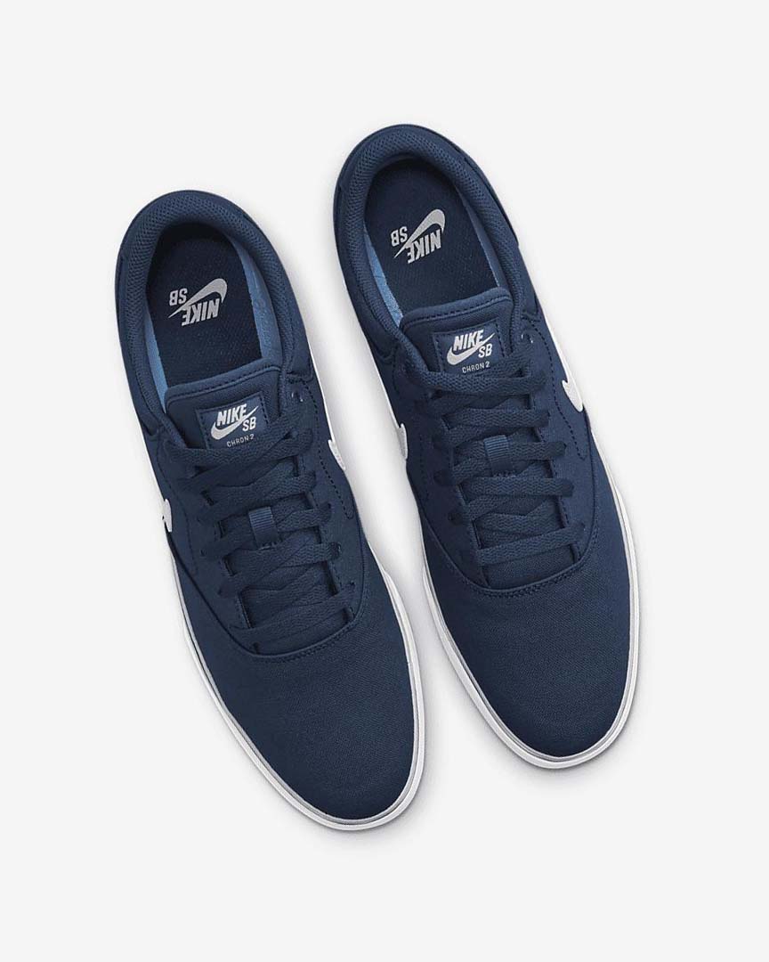 Navy / Navy / Black / White Women's Nike SB Chron 2 Canvas Skate Shoes | UK2724